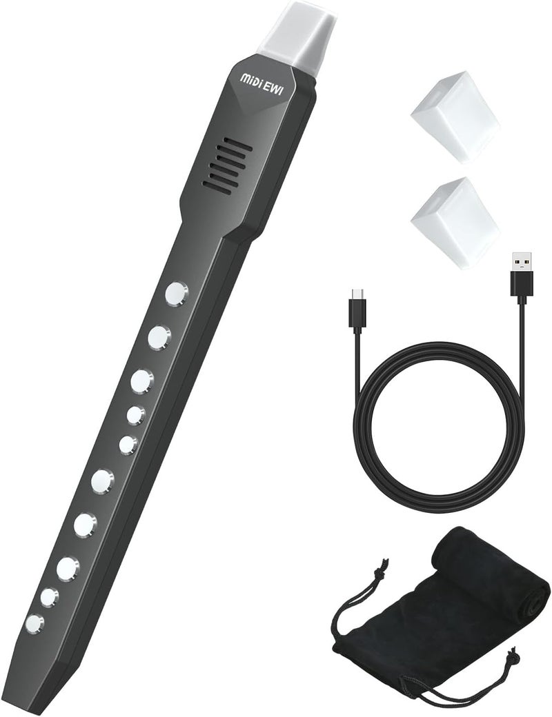 KONIX Electronic Wind Instrument, DC02 Pro Digital Wind Instrument with 10 Musical Tones, MIDI Bluetooth, Built-in Battery, EWI Instrument for Beginners, Black - Image 1